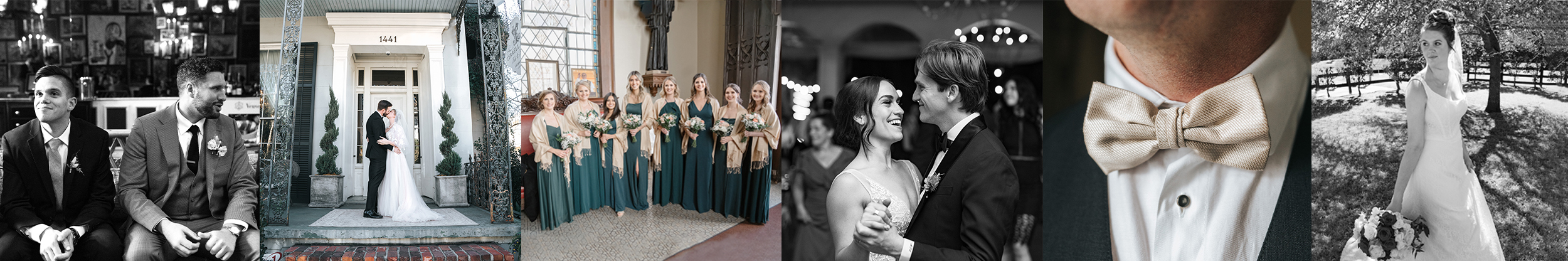 groomsmen, bridesmaids, couple kissing, bow tie, first dance by Ryan H Gray Photography