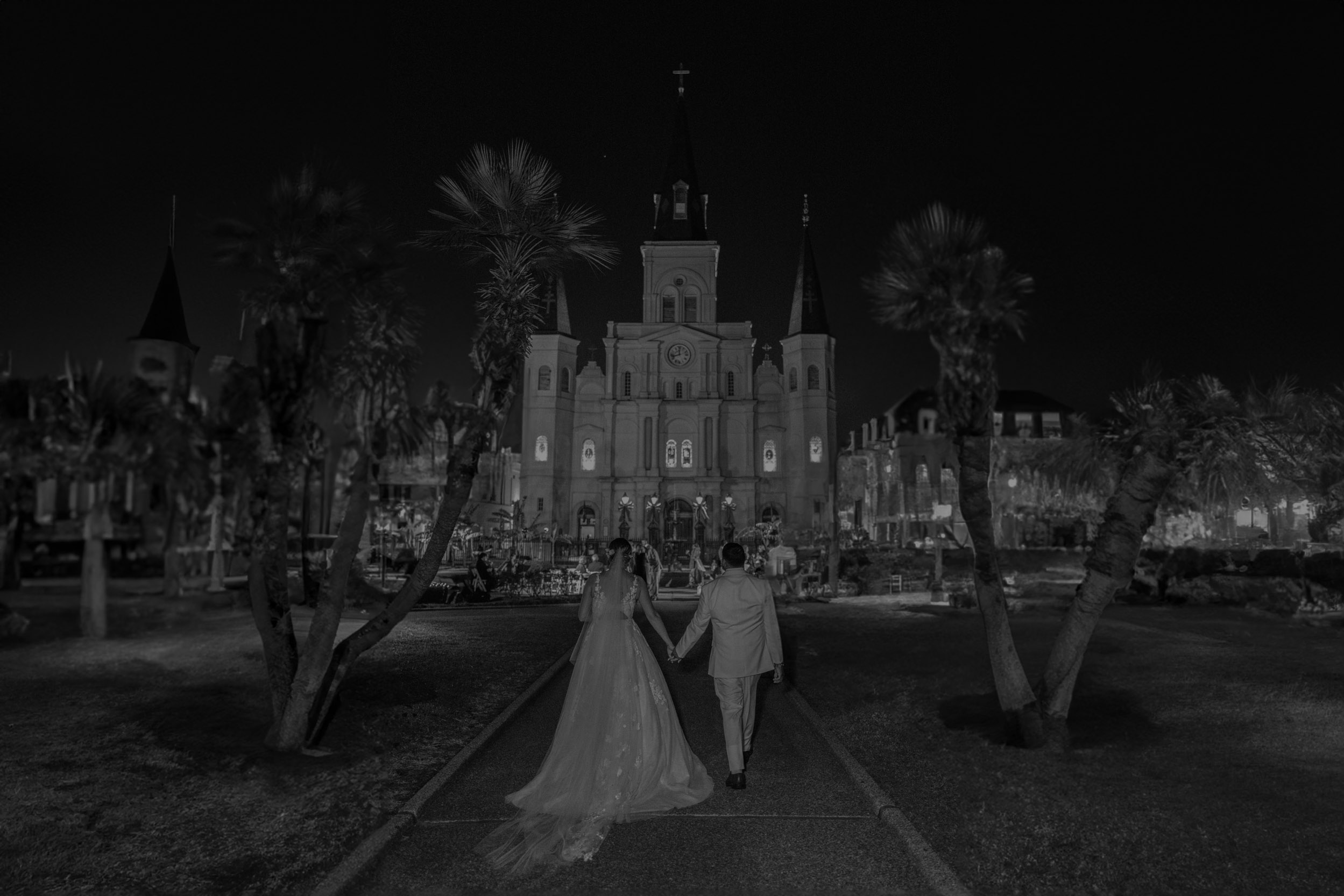 Bride and Groom having wedding at Jackson Square in New Orleans