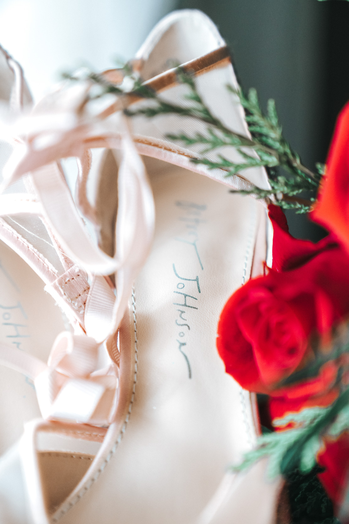 Betsey Johnson bridal shoes with red roses