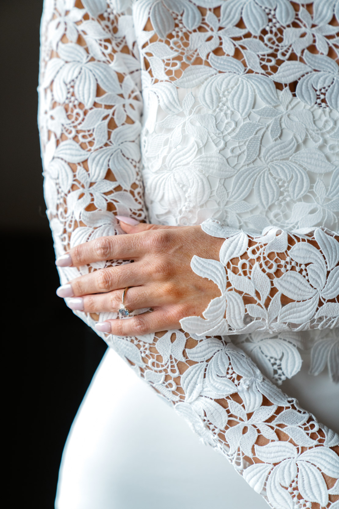 Chantilly lace and two piece wedding dressing and jewerly by Diamonds Direct at the Southern Hotel in Covington, Louisiana