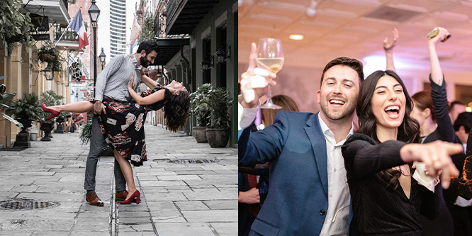 wedding day celebration and engagement session in New Orleans
